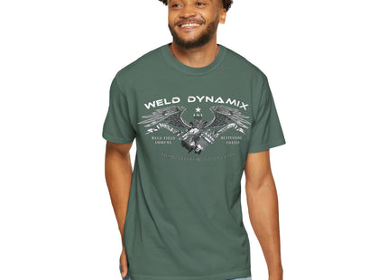 WD Relaxed fit T-Shirt: Medium-heavy weight (6.1  oz/yd² material) - WD Eagle 8-2025 Design Front, Flexlinc Back - Shirt brand: Comfort Colors 1717