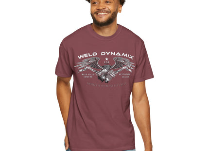 WD Relaxed fit T-Shirt: Medium-heavy weight (6.1  oz/yd² material) - WD Eagle 8-2025 Design Front, Flexlinc Back - Shirt brand: Comfort Colors 1717