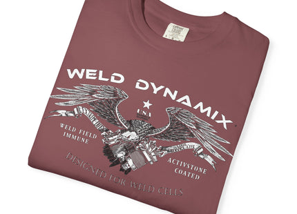 WD Relaxed fit T-Shirt: Medium-heavy weight (6.1  oz/yd² material) - WD Eagle 8-2025 Design Front, Flexlinc Back - Shirt brand: Comfort Colors 1717