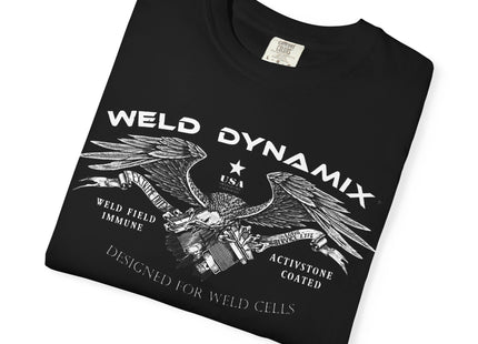 WD Relaxed fit T-Shirt: Medium-heavy weight (6.1  oz/yd² material) - WD Eagle 8-2025 Design Front, Flexlinc Back - Shirt brand: Comfort Colors 1717