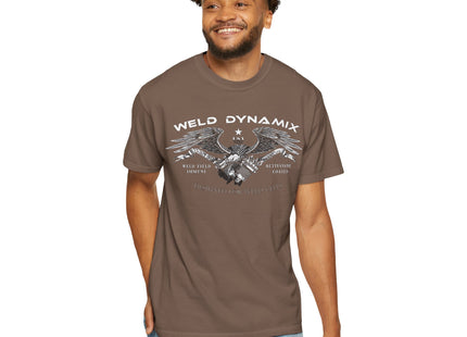 WD Relaxed fit T-Shirt: Medium-heavy weight (6.1  oz/yd² material) - WD Eagle 8-2025 Design Front, Flexlinc Back - Shirt brand: Comfort Colors 1717