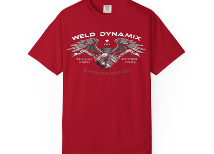 WD Relaxed fit T-Shirt: Medium-heavy weight (6.1  oz/yd² material) - WD Eagle 8-2025 Design Front, Flexlinc Back - Shirt brand: Comfort Colors 1717