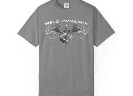 WD Relaxed fit T-Shirt: Medium-heavy weight (6.1  oz/yd² material) - WD Eagle 8-2025 Design Front, Flexlinc Back - Shirt brand: Comfort Colors 1717