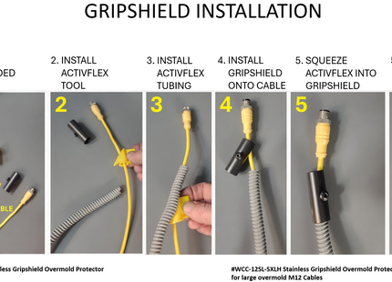 #WCC-12SL-AXLH Stainless Aluminum Overmold Protector for larger M12 Cables (larger overmold and cable OD)