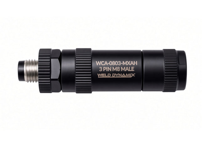 #WCA-0803-MXAH  M8 3-Pin Male Straight Field Attachable Connector - WELD RESISTANT